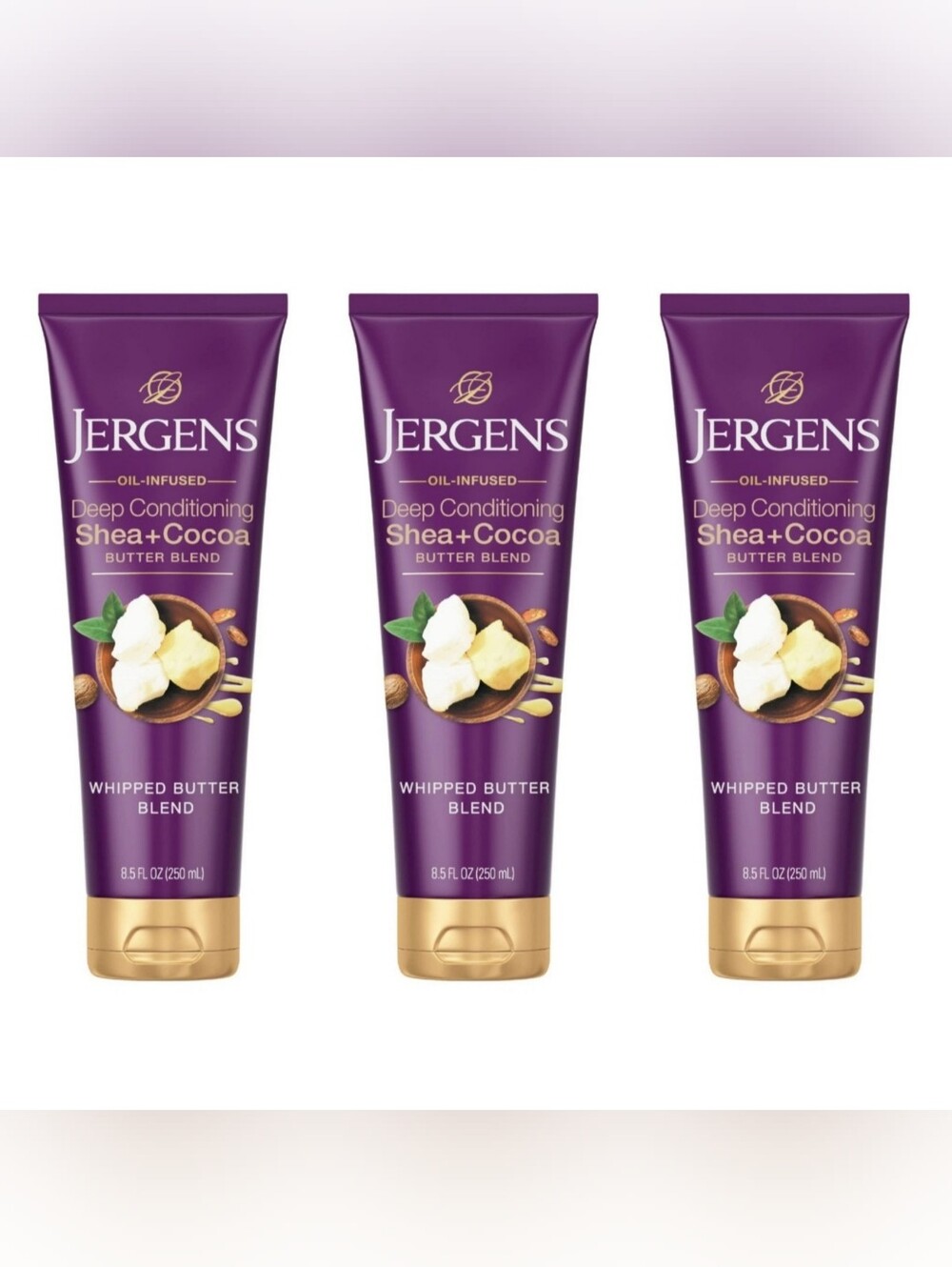 Jergens Deep Conditioning Shea Cocoa Whipped Body Butter Blend 8.5 oz (3 Pack)
